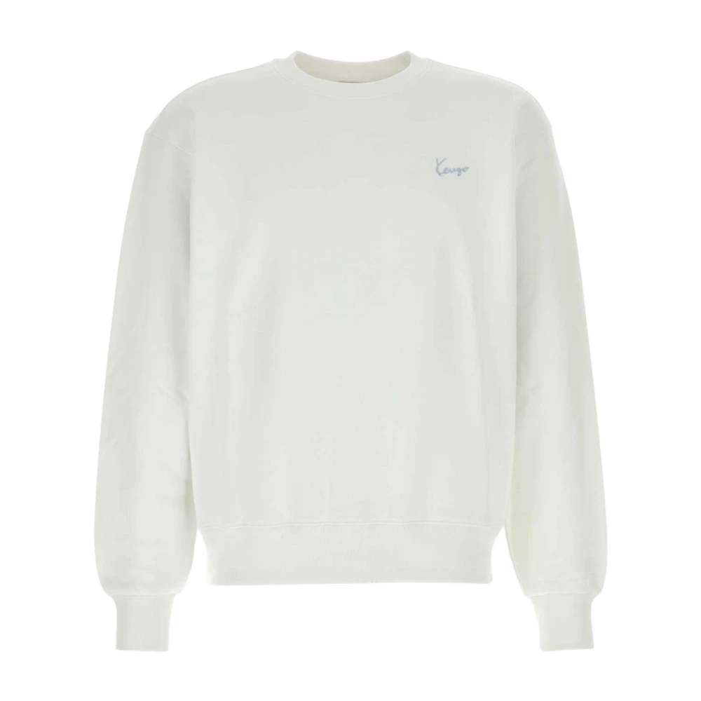 Kenzo Men's White Sweatshirts, S, Signature Embroidered Sweatshirt