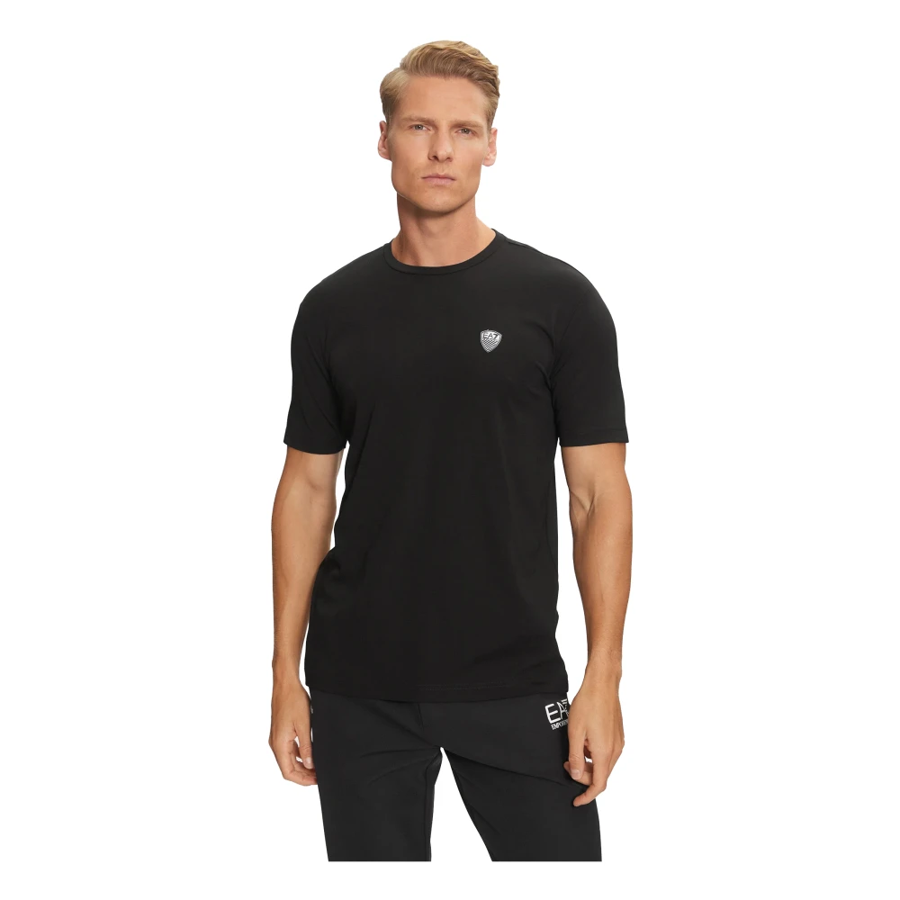 Emporio Armani Ea7 Mannelijk Zwart T-Shirt Met Ronde Hals