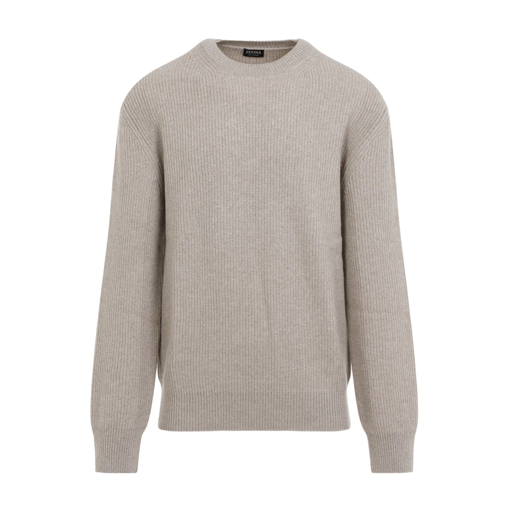 Ermenegildo Zegna Luxe Cashmere Gebreide Trui Sweater Beige Heren