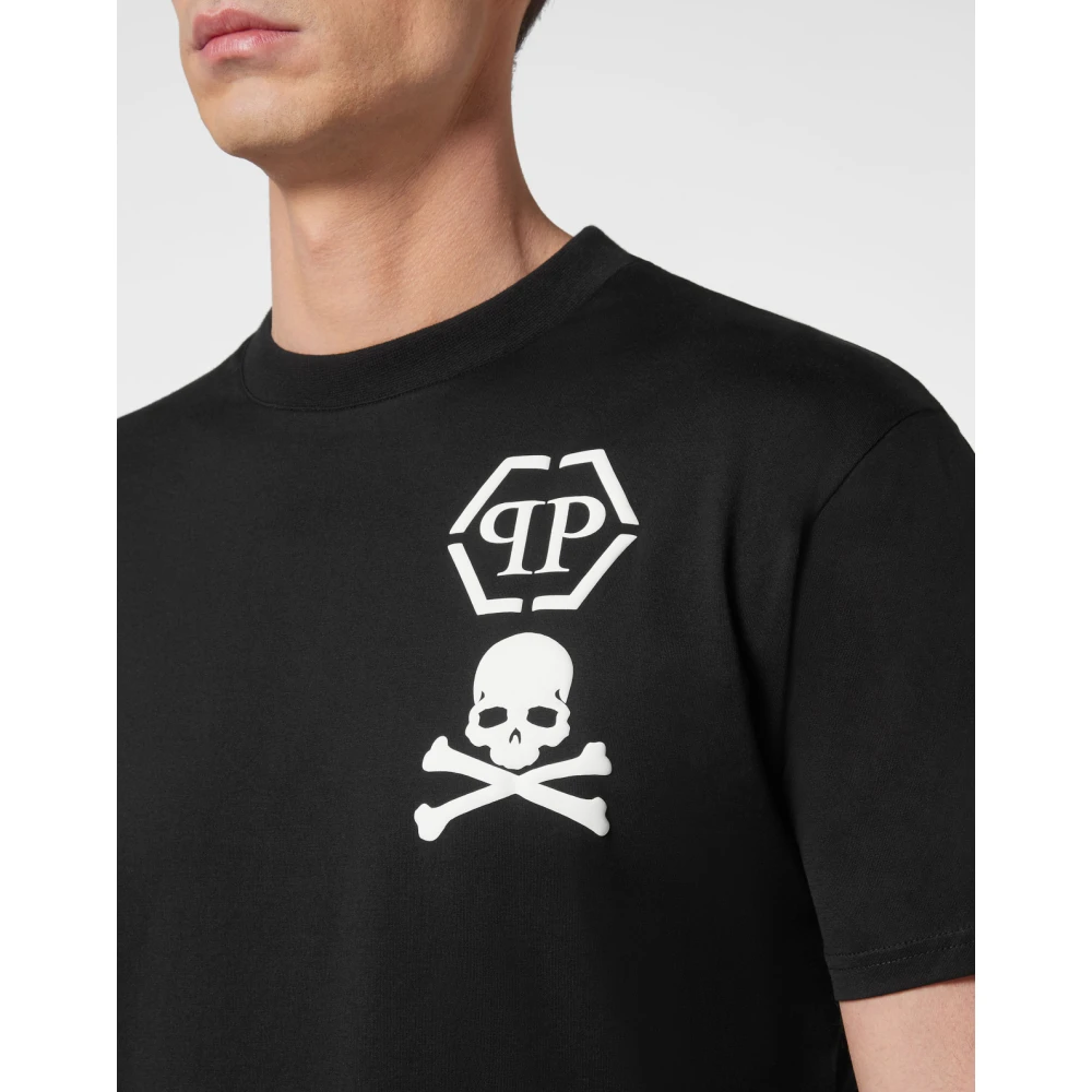 Philipp Plein Zwarte T-shirts Polos Aw23 Black Heren
