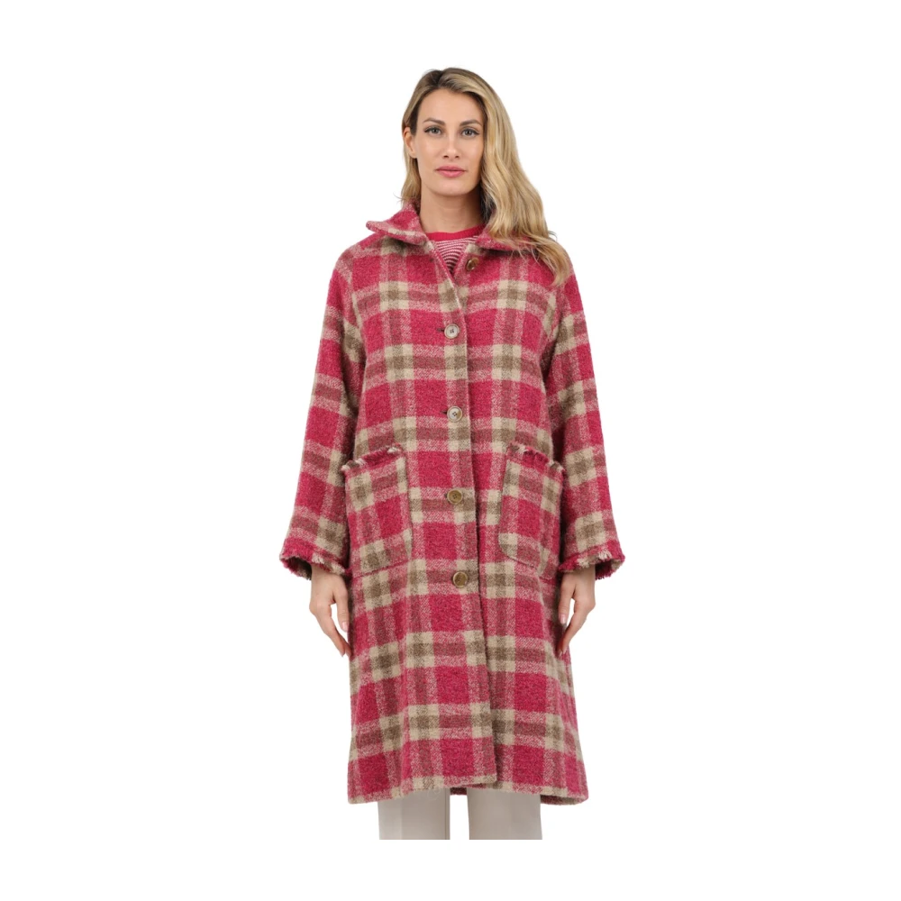 Rosso35 Geruite jas met knoopsluiting en opgestikte zakken Multicolor Dames