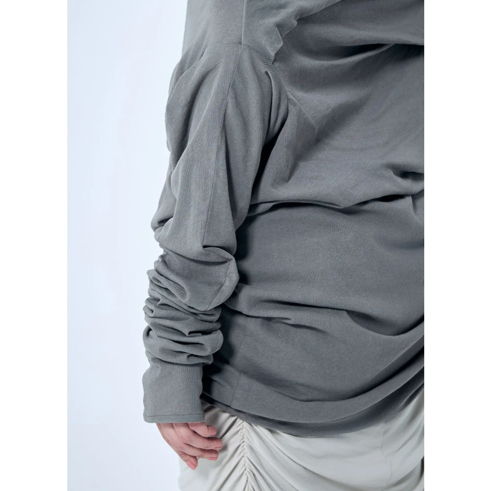 Entire Studios Off-Shoulder Gedrapeerd Longsleeve Top Gray Dames