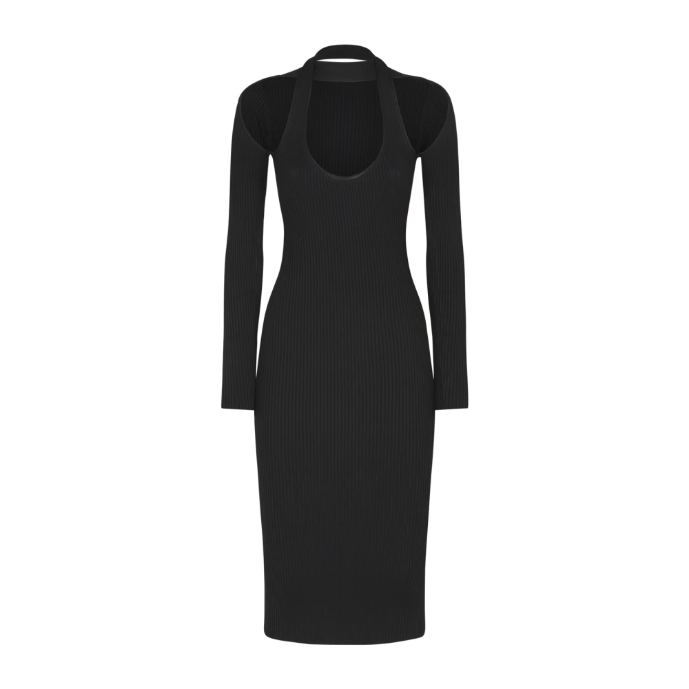 Coperni Zwarte Cut-Out Gebreide Jurk Black Dames