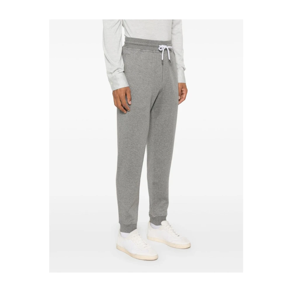 BRUNELLO CUCINELLI Grijze Broek met Manchetten en Trekkoord in de Taille Gray Heren