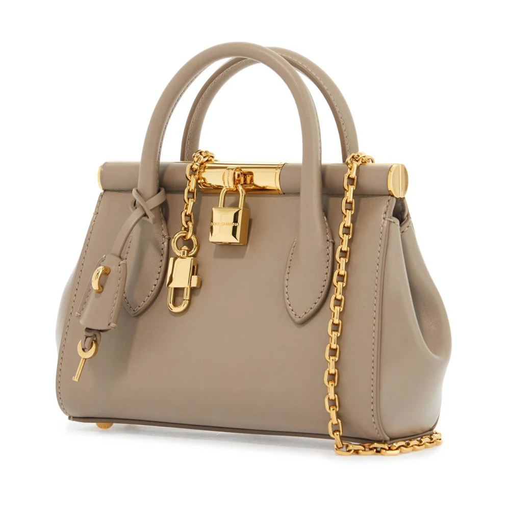 Dolce & Gabbana Taupe Leren Handtas met Slot Beige Dames