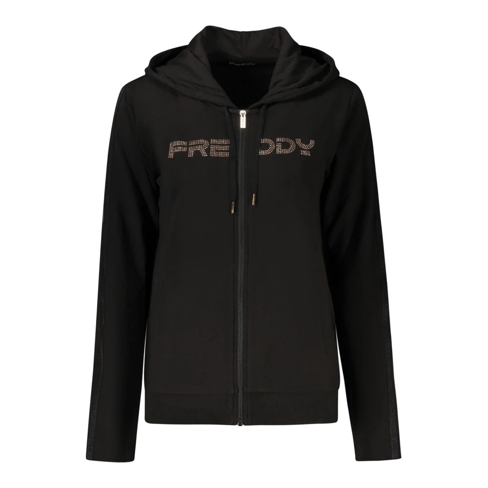 Freddy Women's Black Zip Hoodie With Logoed Band