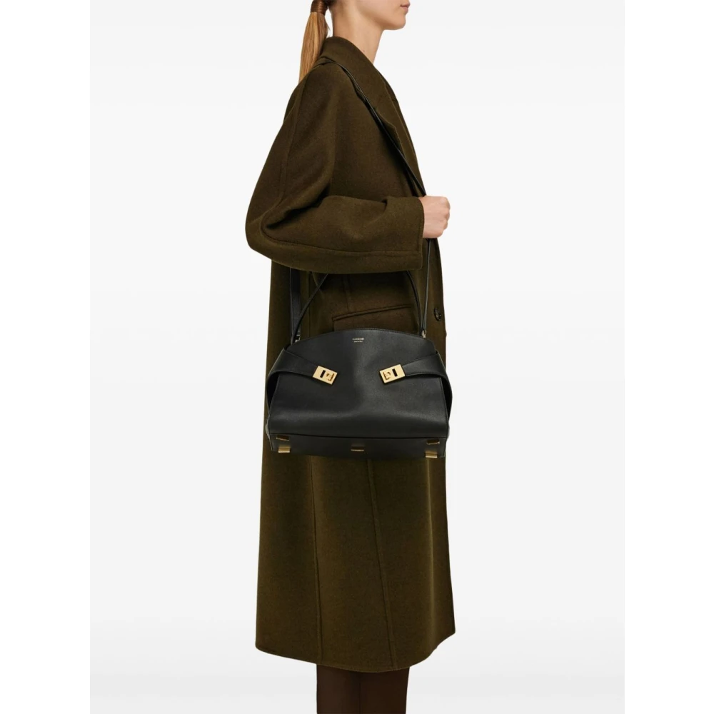 Salvatore Ferragamo Zwarte Lamsvacht Gancini Handtas Black Dames