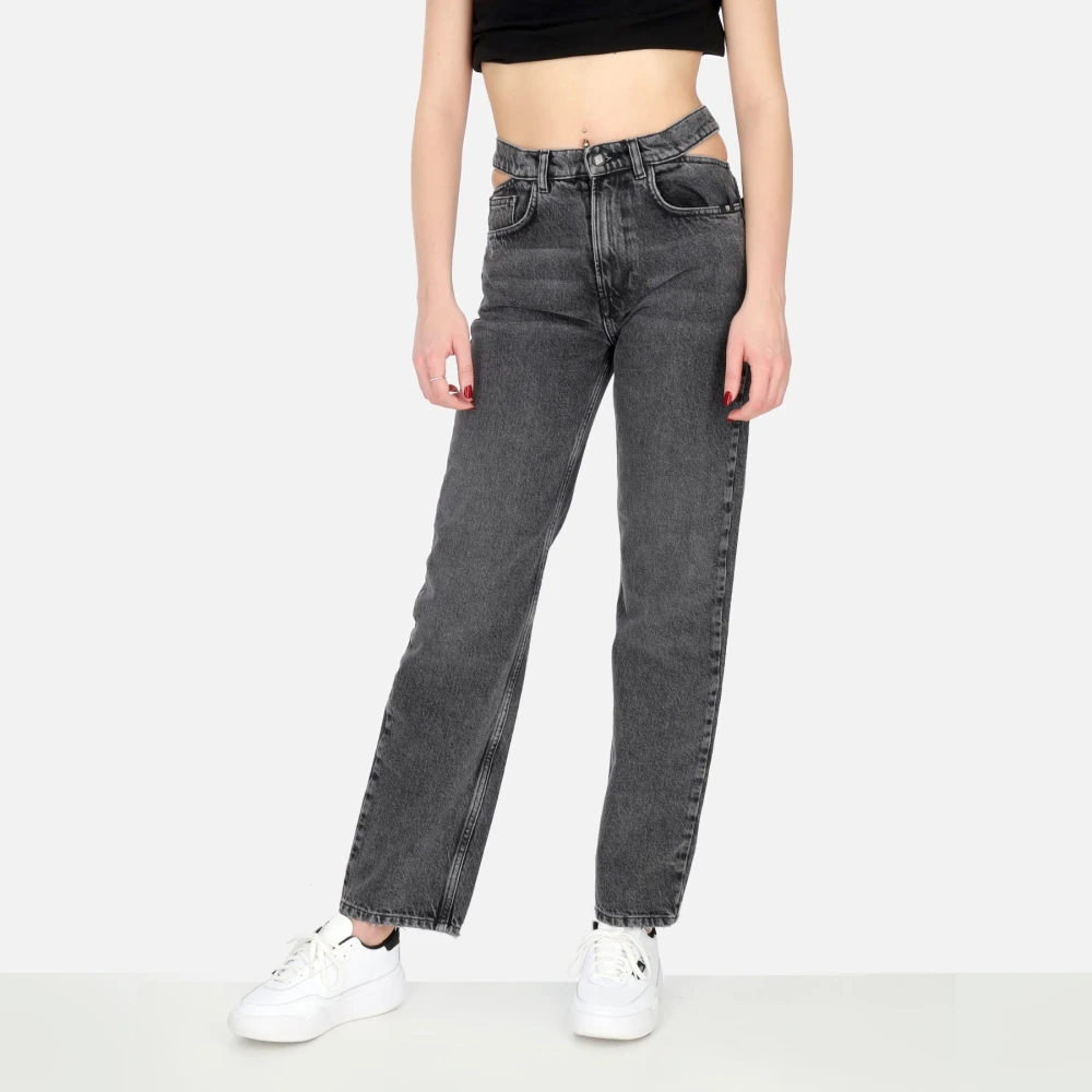 Amish Hoge Taille Denim Jeans Gray Dames