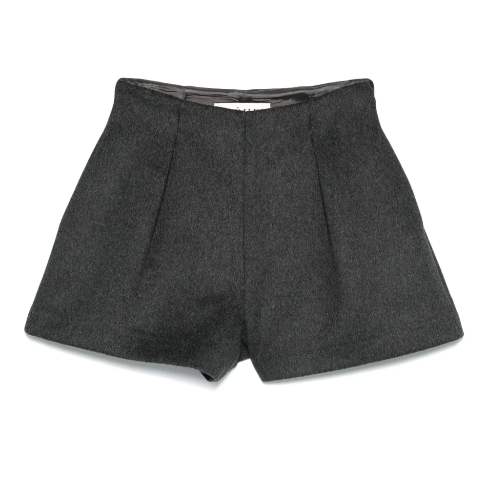 Antrasitt Ull Mini Skulpturelle Shorts