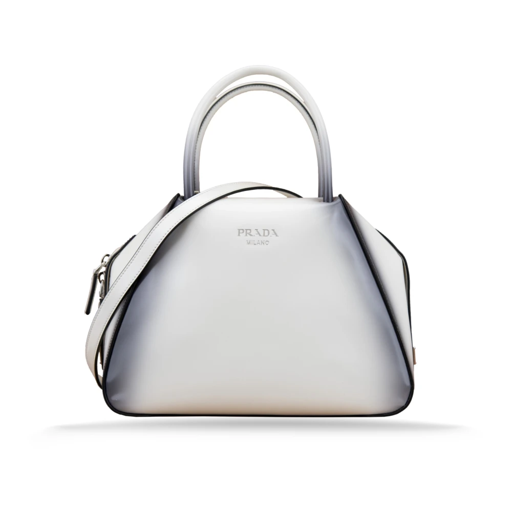 Prada Leren schoudertas met ritssluiting White Dames