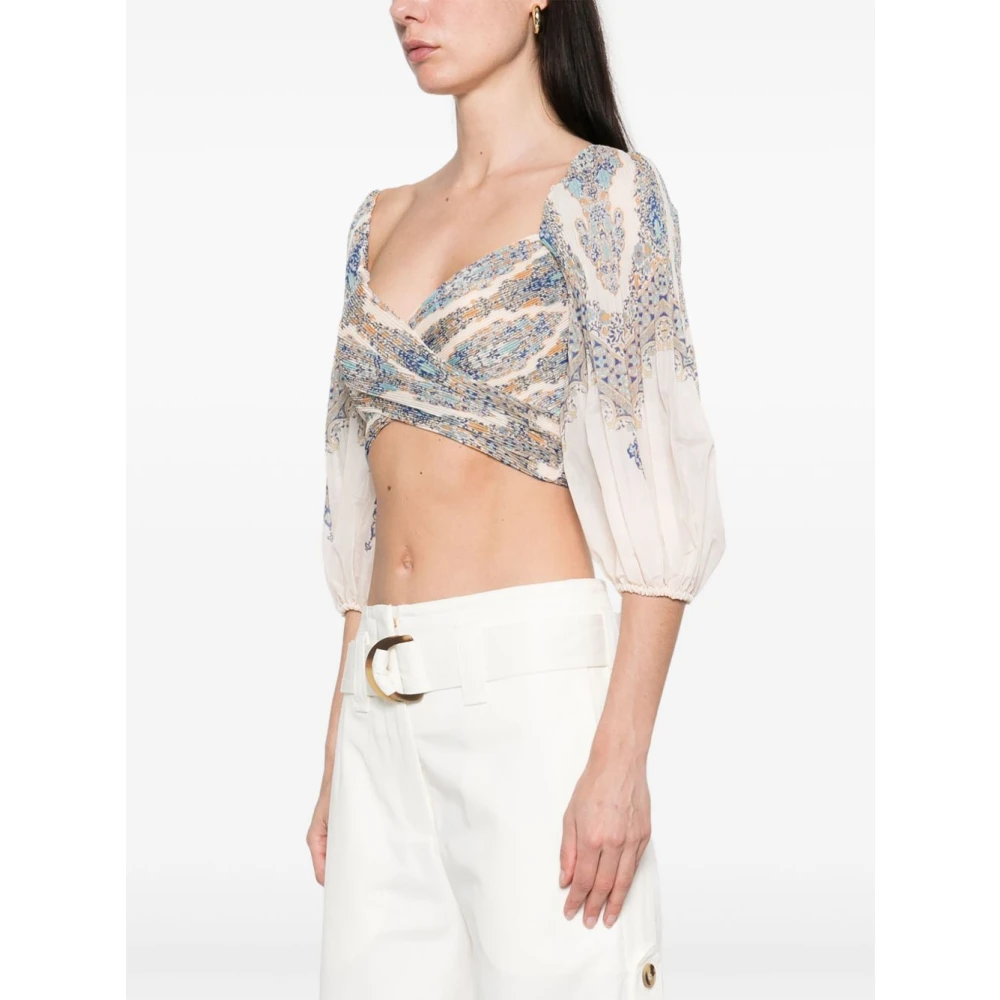 Zimmermann Blauwe Paisley Print Top Multicolor Dames