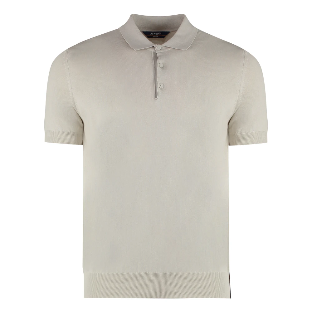 K-Way Men's Beige Polo Shirts, L, Pleyne Knitted Cotton Polo Shirt