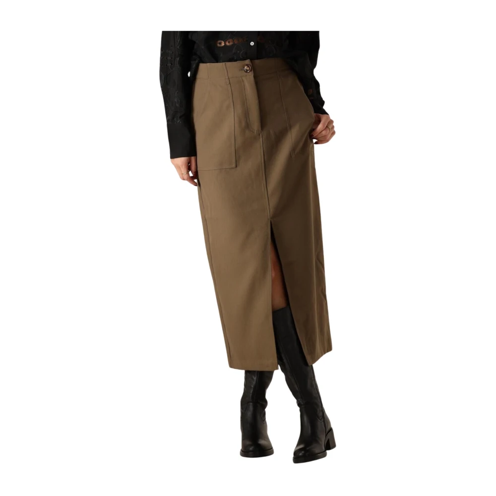 Y.A.S Bruine Enkelskirt Maxi Stijl Brown Dames