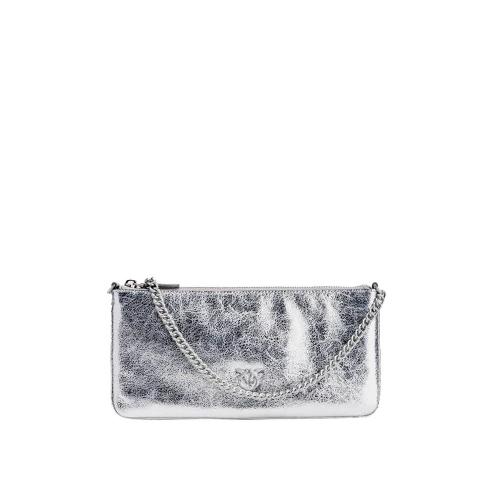 pinko Gelamineerde leren clutch met band Gray Dames