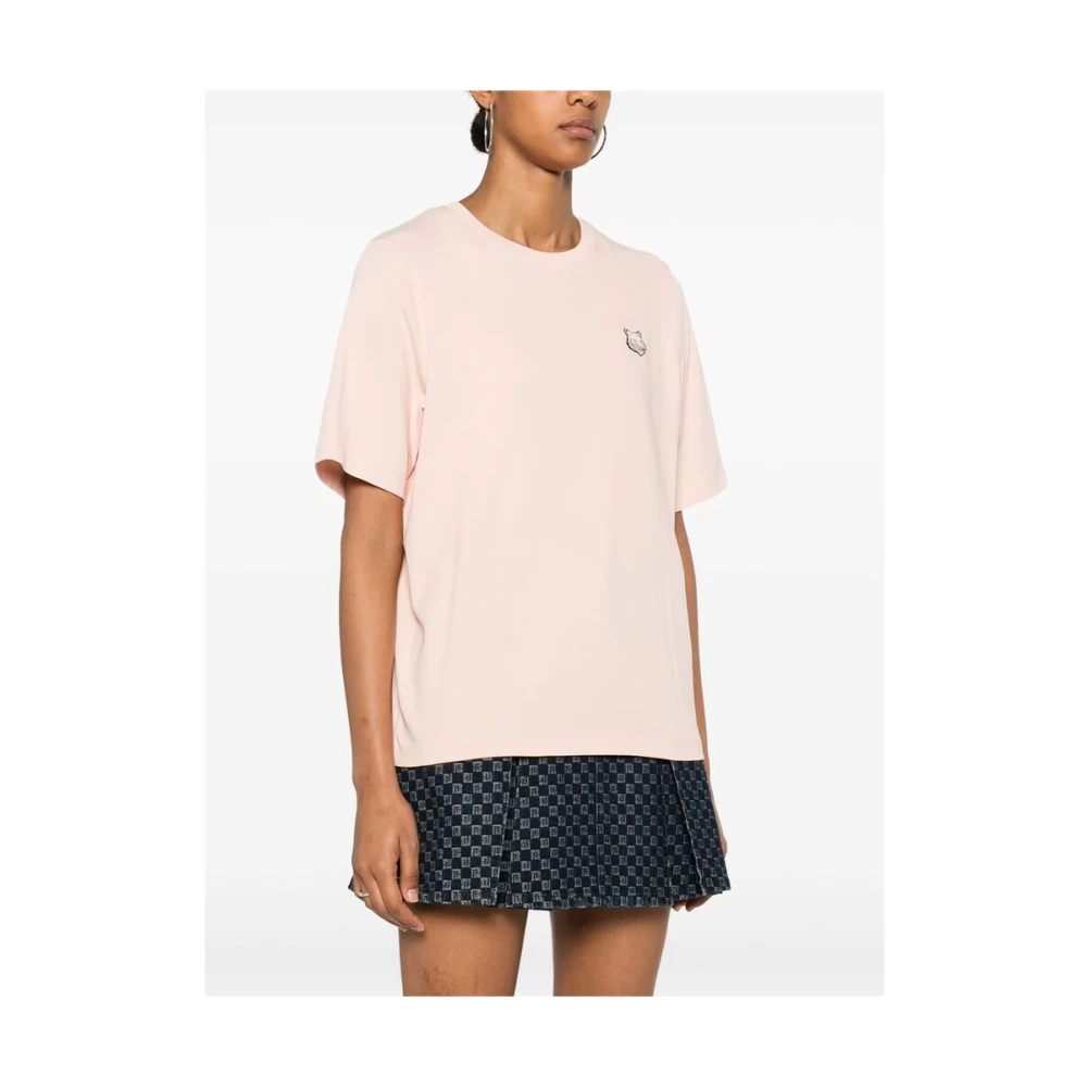Maison Kitsuné Roze Fox Head Patch T-shirt Pink Dames