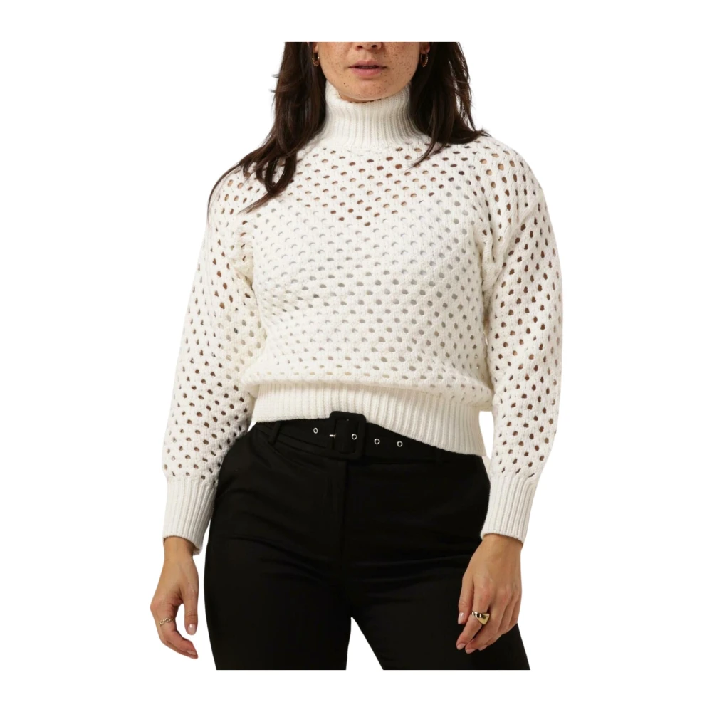 Silvian Heach Perforated Gebreide Trui met Ronde Hals White Dames