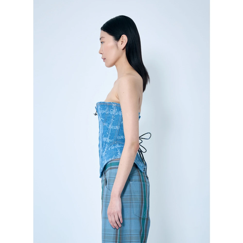 Vivienne Westwood Logo Motif Denim Korset Blue Dames