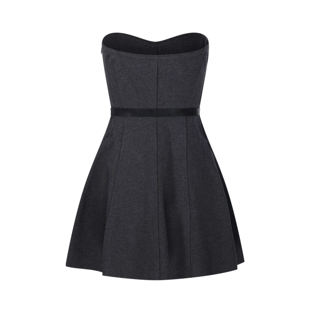 Norma Kamali Heather Grey Strapless Mini Jurk Gray Dames