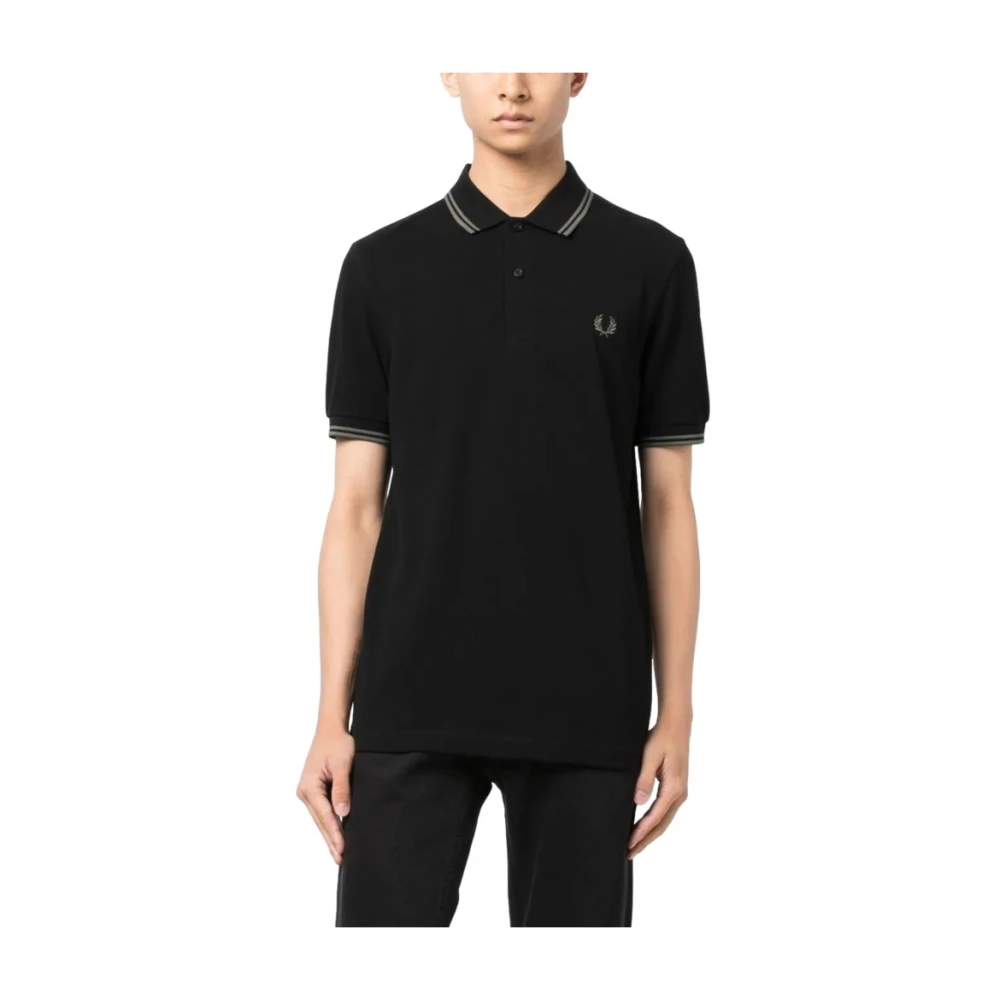 Fred Perry Zwarte 3D Grafische Laurel Polo Shirt Black Heren