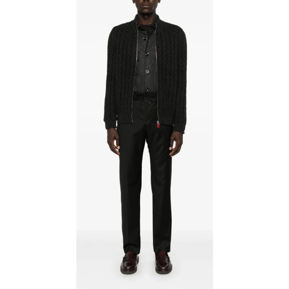 Kiton Donkergrijze Cashmere Cable-Knit Vest Gray Heren
