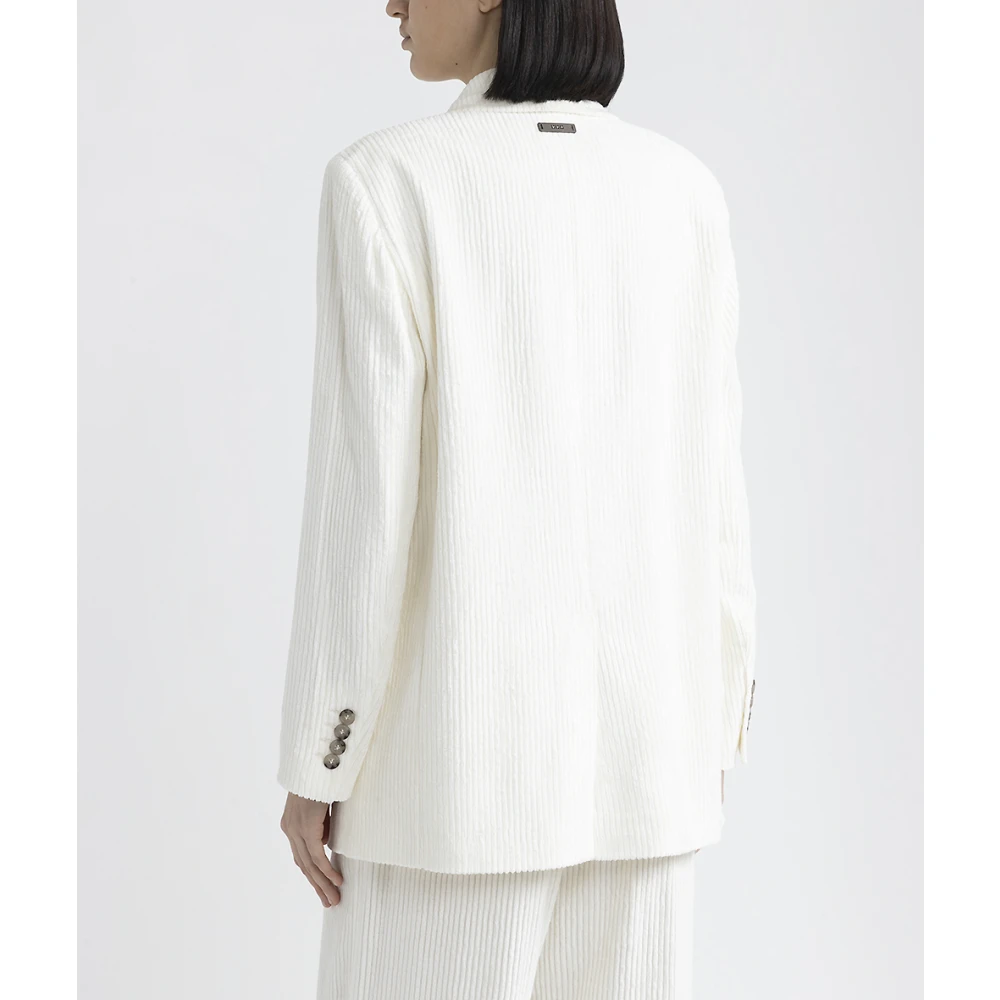 PESERICO Dubbelborstig blazer in viscose ribfluweel White Dames