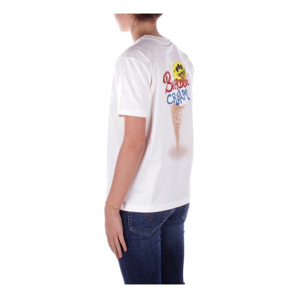 Barrow Beige T-shirt met Logo op de Voorkant White Dames