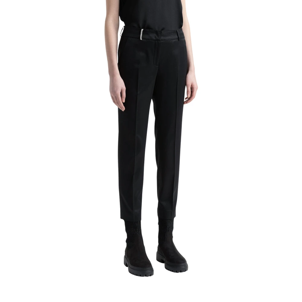 PESERICO Wol en viscose sigarettenbroek Black Dames