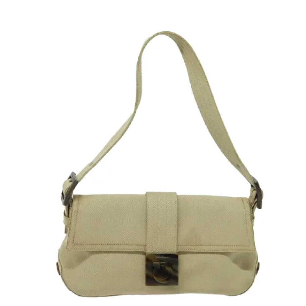 Salvatore Ferragamo Pre-owned Canvas shoulder-bags Beige Dames