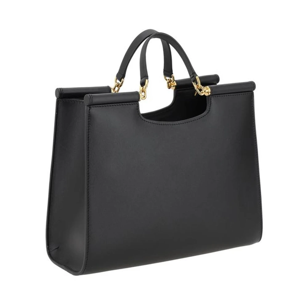 Dolce & Gabbana Monogram Leren Tote Tas Black Dames