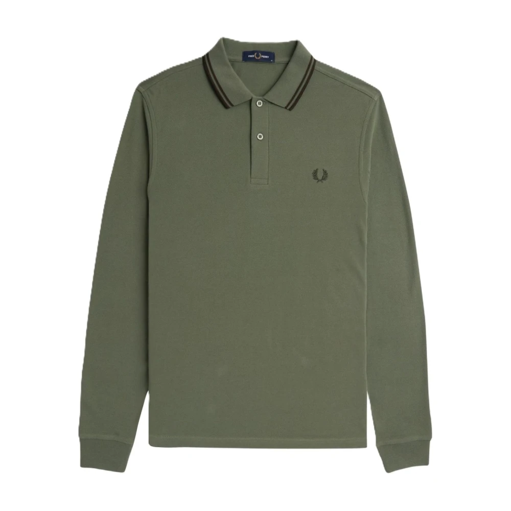 Fred Perry Lange mouw groene polo met rand Green Heren