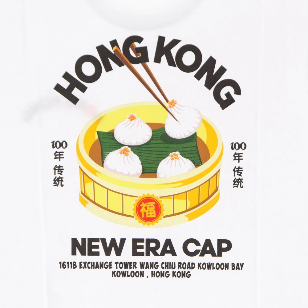 new era Witte korte mouw Tee met logo White Heren