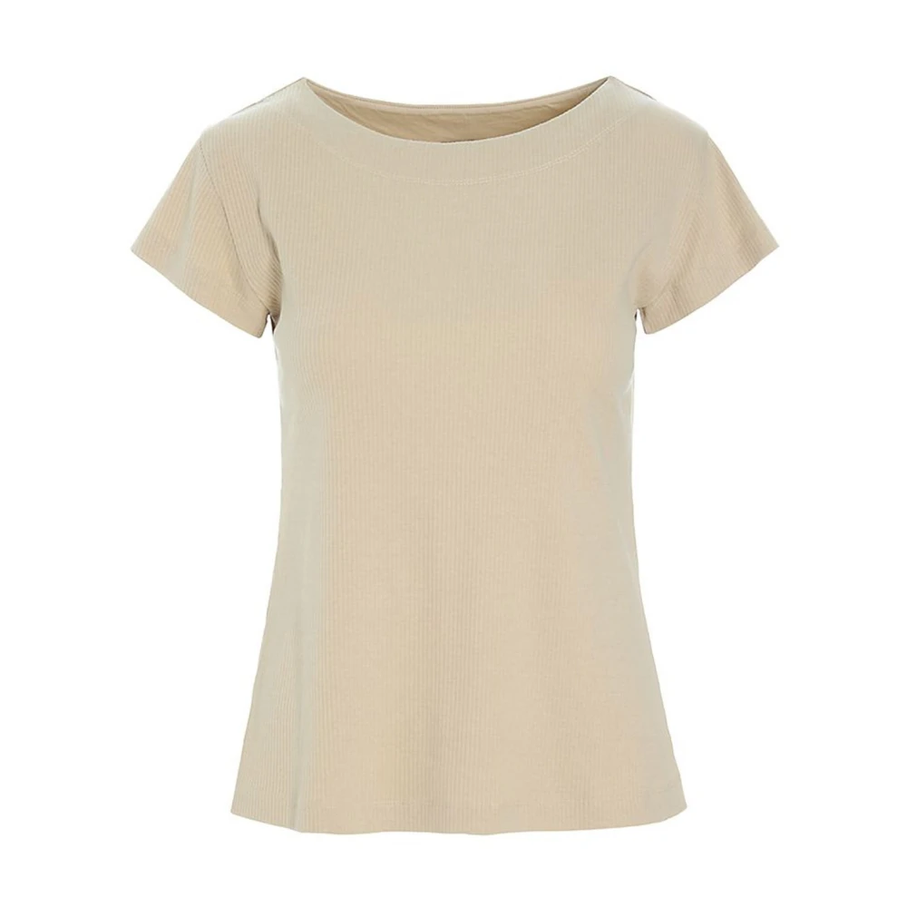 Bitte Kai Rand Ribgebreid T-shirt Ivoor Beige Dames