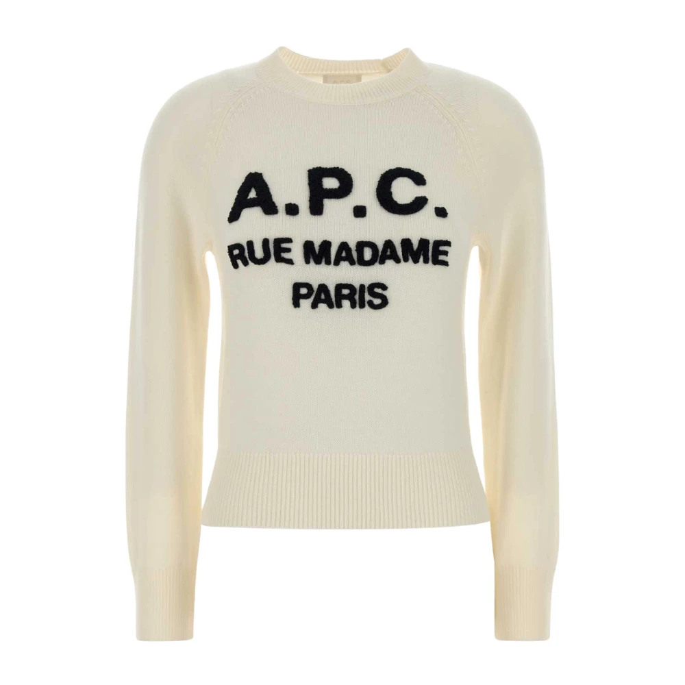 A.p.c. Women's White Alissa Jumper - Round-Neck Knitwear - M - Knitwear