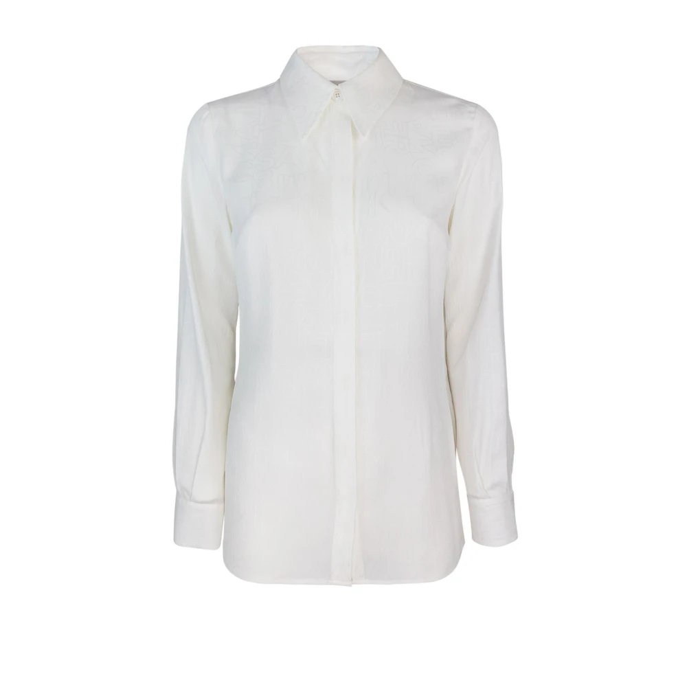 Elisabetta Franchi Witte Jacquard Lettering Lange Mouw Shirt White Dames