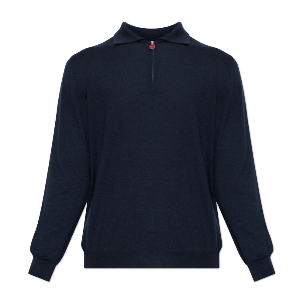 Kiton - Polo De Manga Larga De Cachemira - Knitwear - Hombre - Azul - Xl