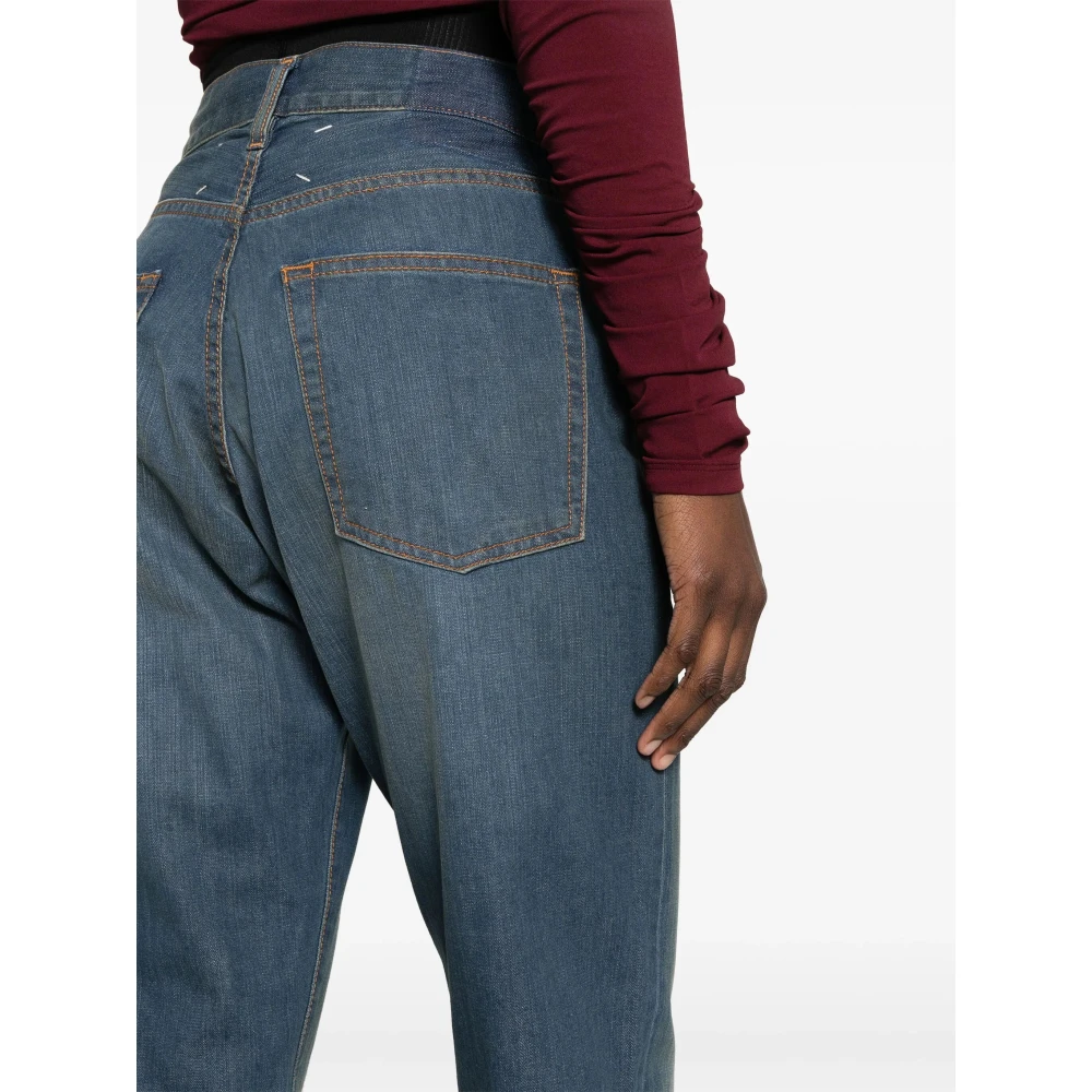 Maison Margiela Blauwe Katoenen Straight-Leg Jeans Blue Dames