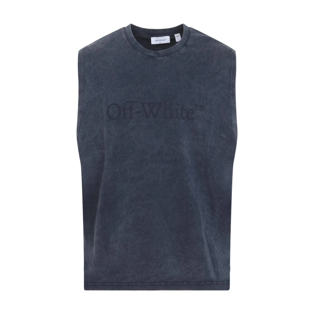 Off White Men's Blue T-Shirt - Sleeveless Tops - S - Tops