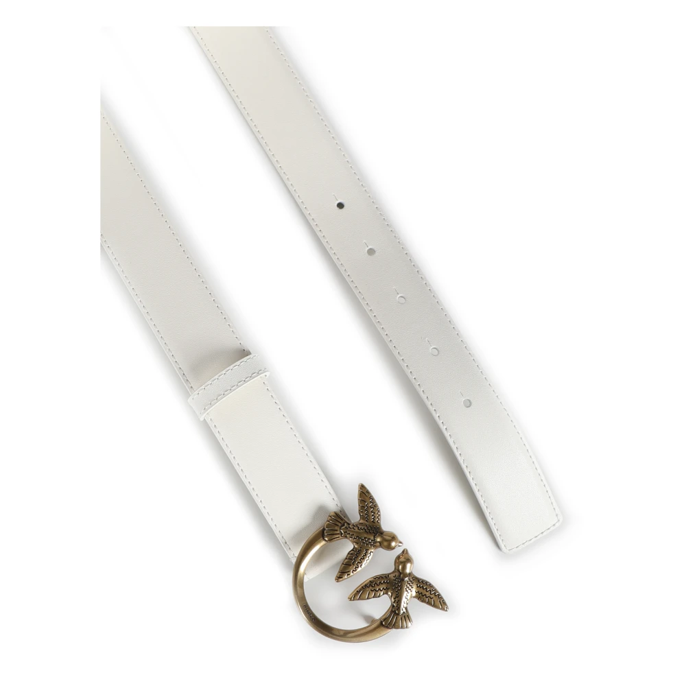 pinko Wit Leren Logo Gesp Riem White Dames