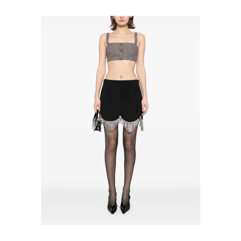 Self Portrait Bruine Blouse met Gouden Knopen en Geruit Patroon Brown Dames