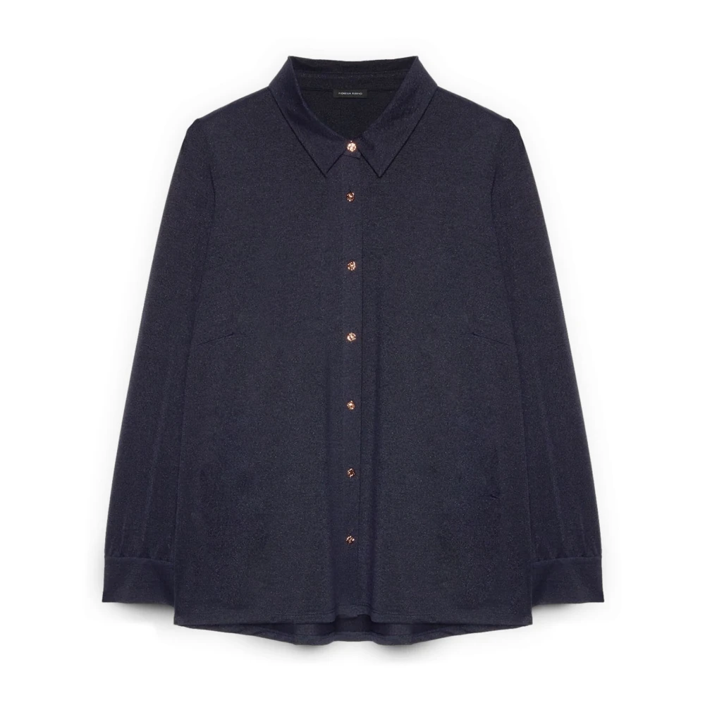 Fiorella Rubino Femme Bleu Blouses Et Chemises, Taille: 42 Fr Chemise En Jersey Lurex Avec Boutons