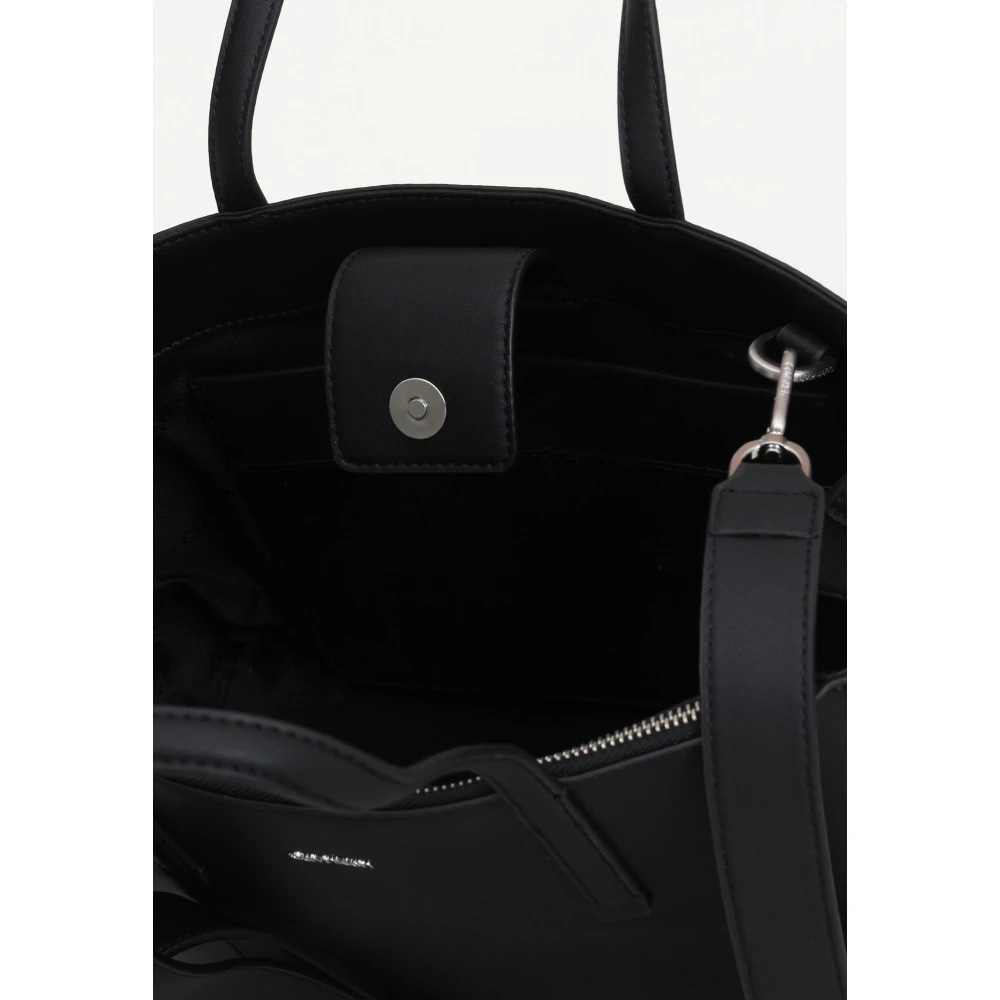 Calvin Klein Zwarte dames tote tas met ritssluiting en magnetische clip Black Dames