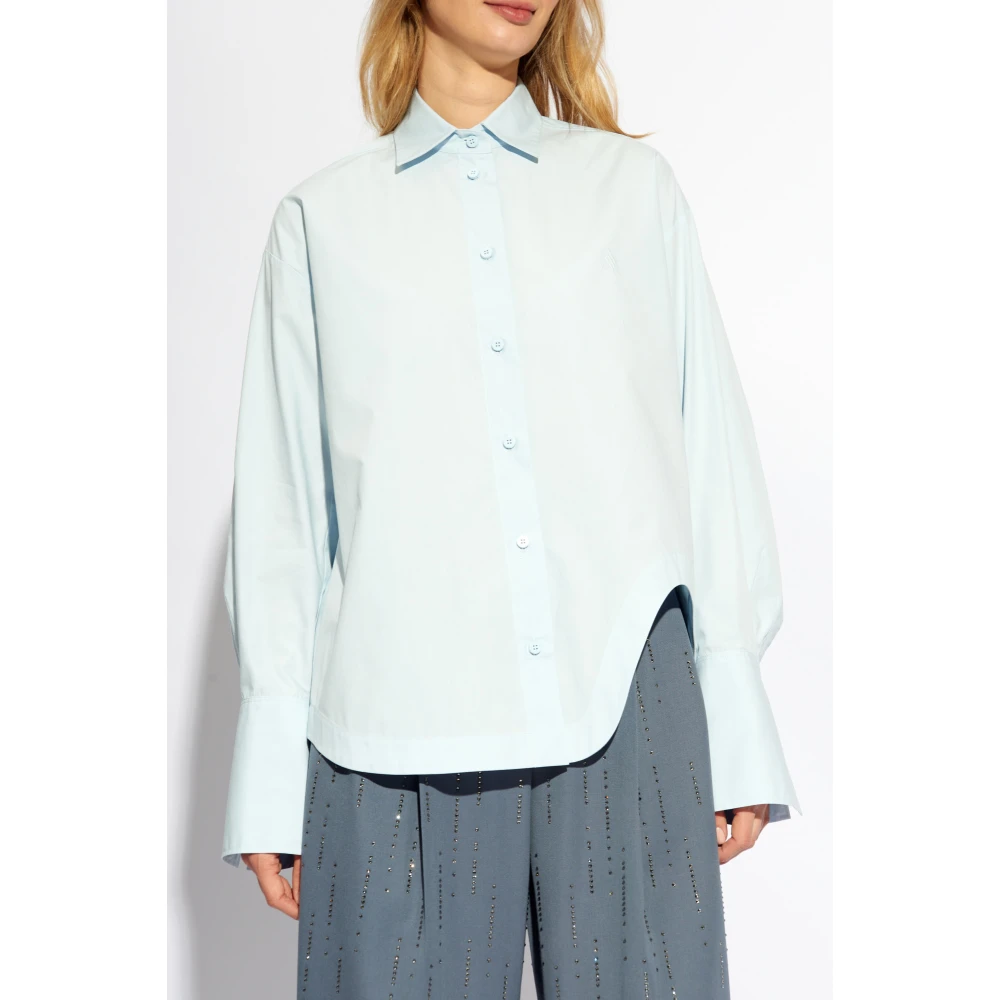 The Attico Shirt met logo Blue Dames