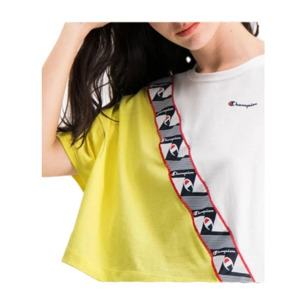 Champion Geel en wit kortgeknipt T-shirt Multicolor Dames