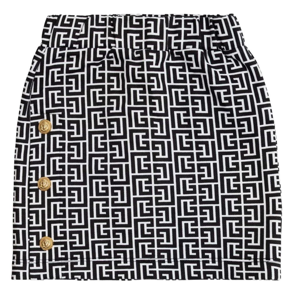 Balmain Girls Black Monogram Logo Skirt - Kids Skirts - 8 Y - Kids
