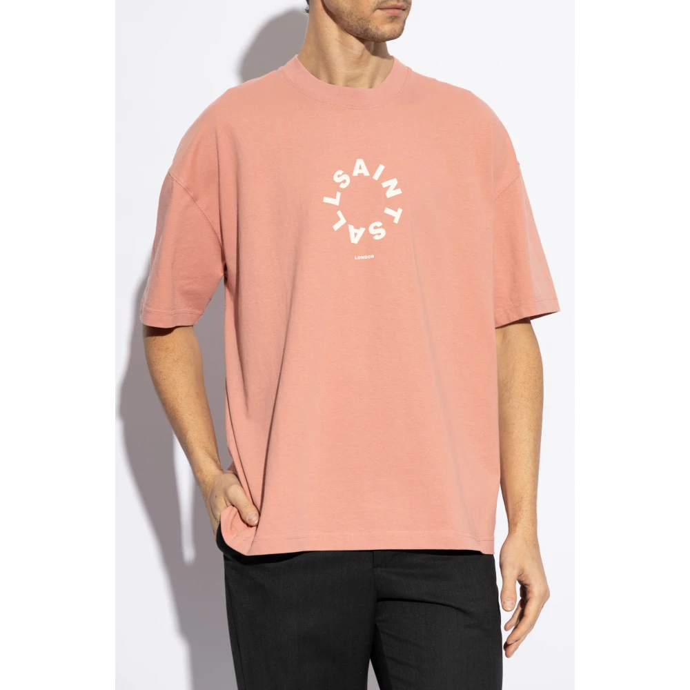 AllSaints Oversized 'Tierra' T-shirt Pink Heren