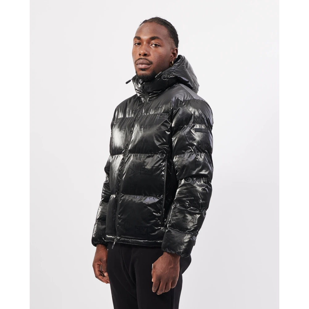 Emporio Armani Zwarte Gewatteerde Hoodiejas Black Heren