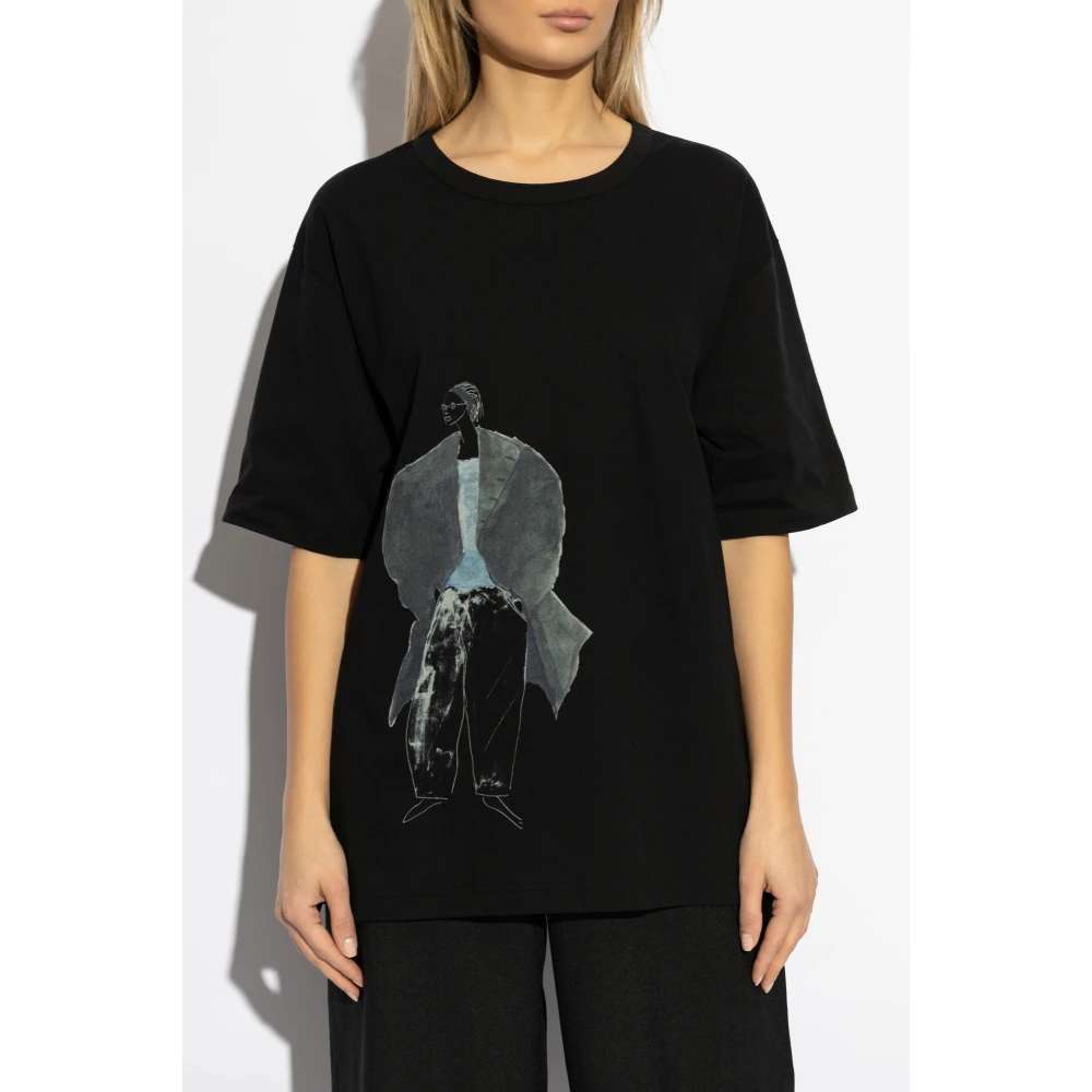 Y-3 T-shirt met print Black Dames