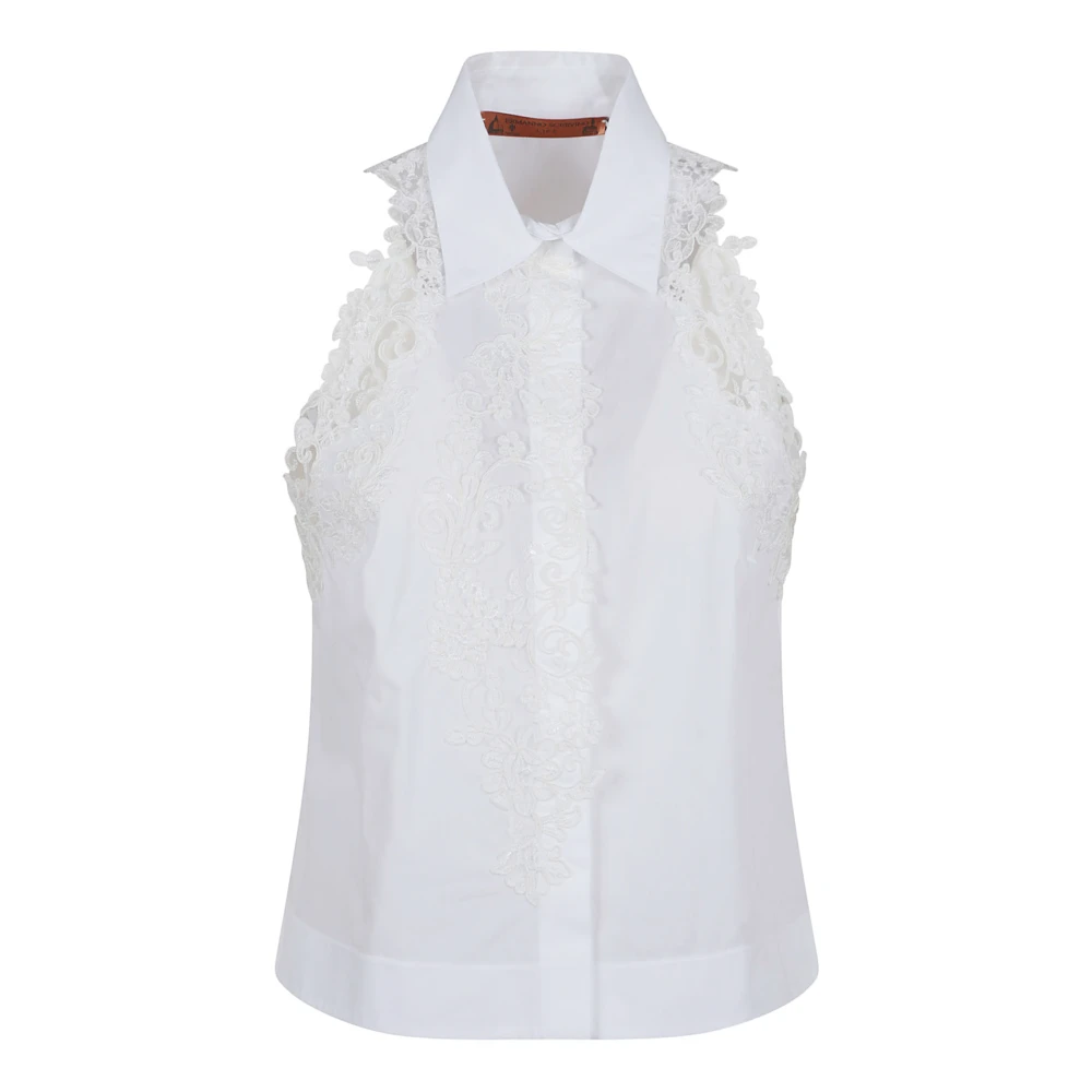 Ermanno Scervino Zwarte katoenen shirt voor vrouwen White Dames