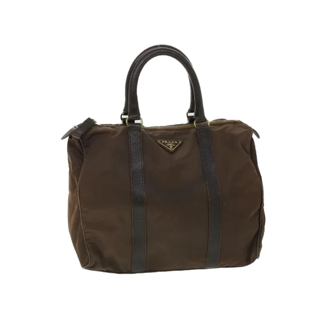 Prada Vintage Pre-owned Fabric handbags Brown Dames