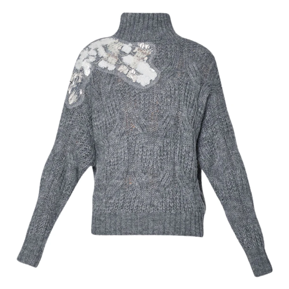 Liu Jo Grijze Trui met Gevlochten Pailletten Gray Dames